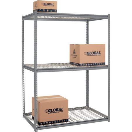 GLOBAL INDUSTRIAL High Capacity Starter Rack 60x24x84 3 Levels Wire Deck 1300lb Per Shelf, GRY 580917GY